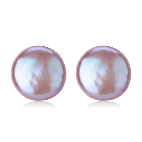 Purple Coin Baroque Pearl Stud Earrings - House Of Pearls